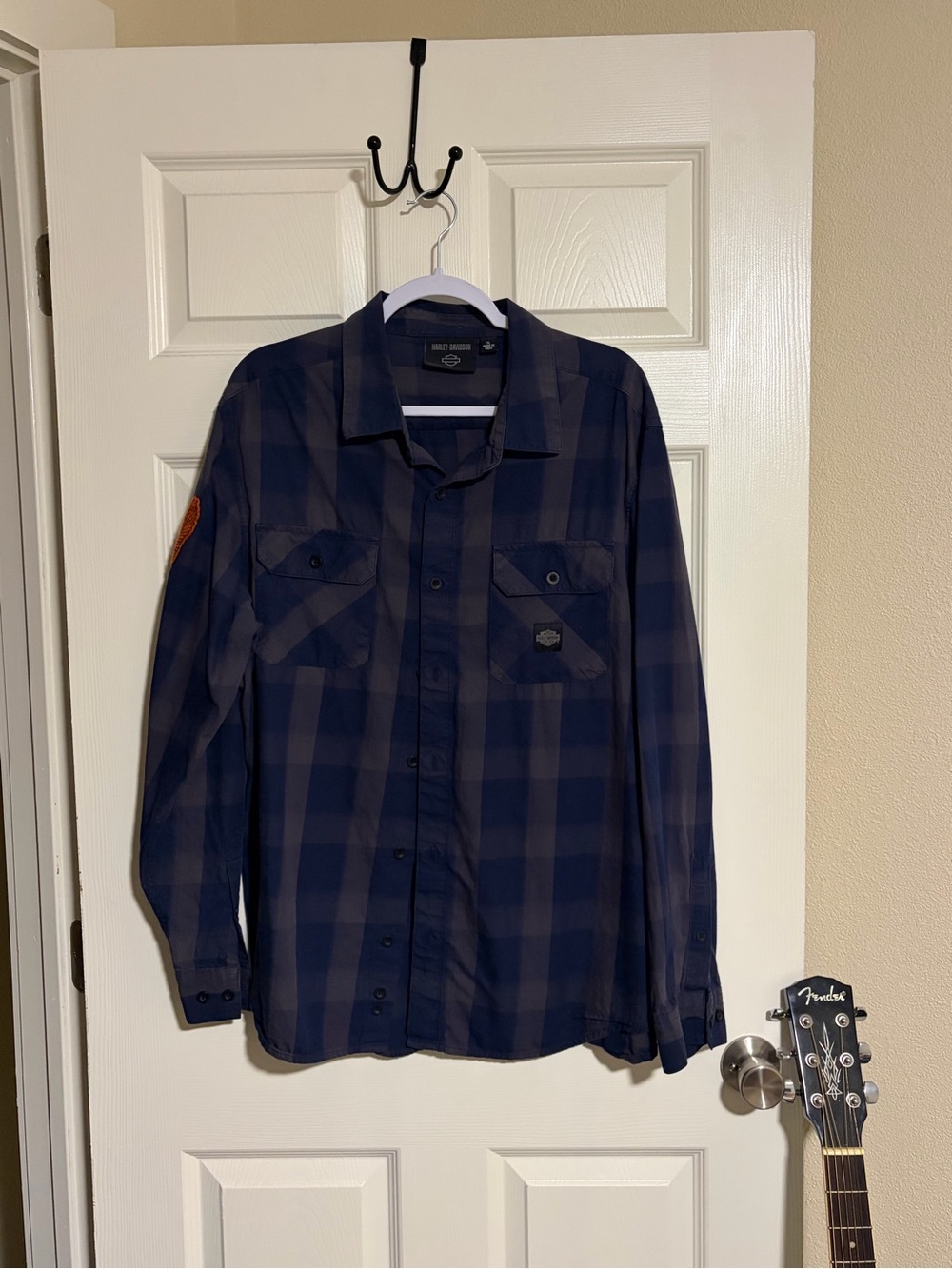 Harley-Davidson Blue and Black Plaid Shirt